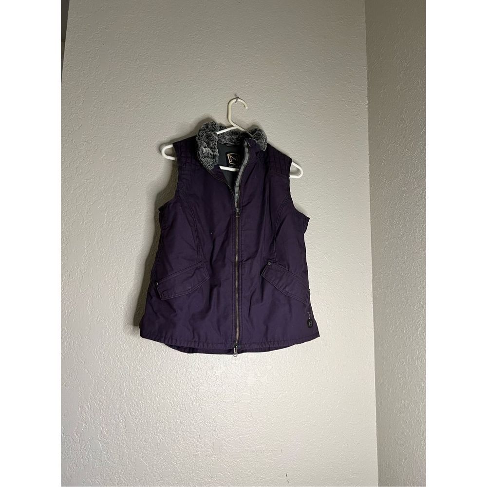 Noble Outfitters Purple Canvas Tough Vest Faux Fur Collar Lined M